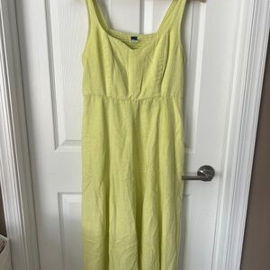Old Navy linen Light Yellow Midi Dress